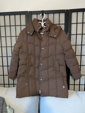 Brown Puffer Coat with Hood